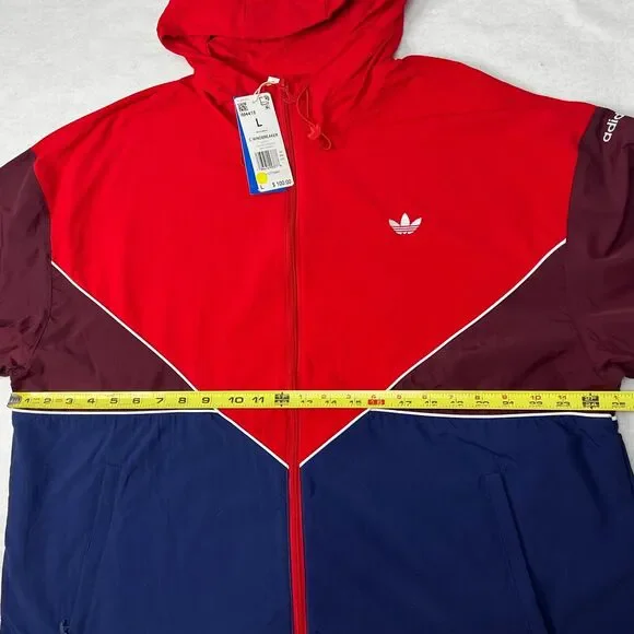 Adidas Originals Mens Large Hooded C Windbreaker Jacket Retro Colorblock